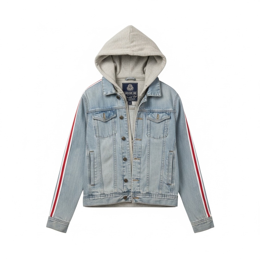 American Rag Light Blue Jean Jacket with Hood - Picture 2 of 10
